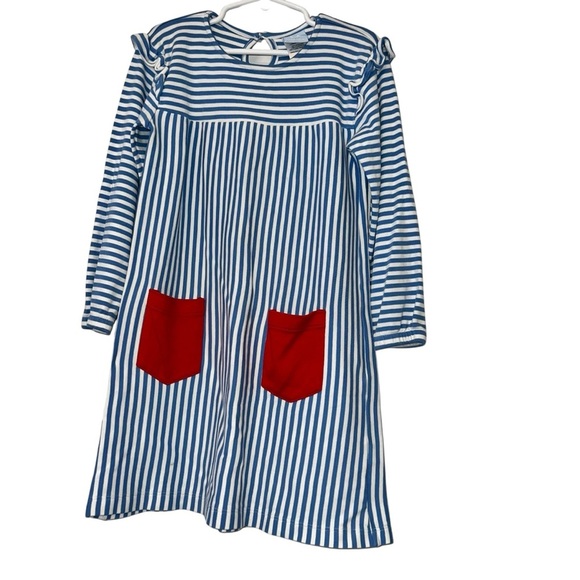 bella bliss Other - Bella Bliss Blue and White Striped Pima cotton dress red pocket sz 6 * play*
